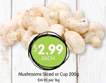 Spudshed Mushrooms Sliced or Cup 200g offer