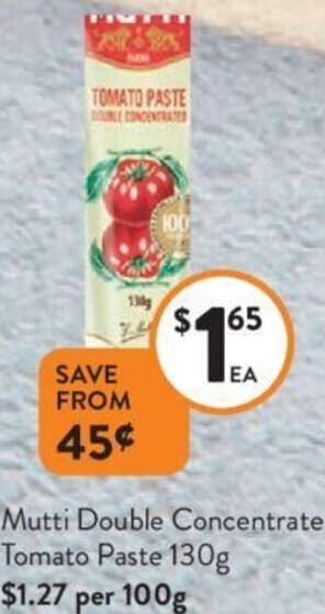 Mutti Double Concentrate Tomato Paste 130g
