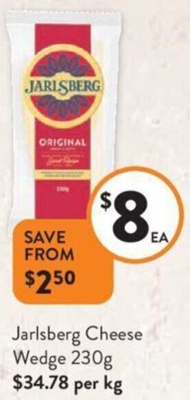 Foodworks Jarlsberg Cheese Wedge 230g offer
