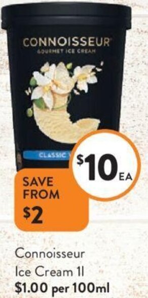 Foodworks Connoisseur Ice Cream 1L offer