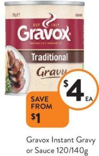 Foodworks Gravox Instant Gravy or Sauce 120/140g offer