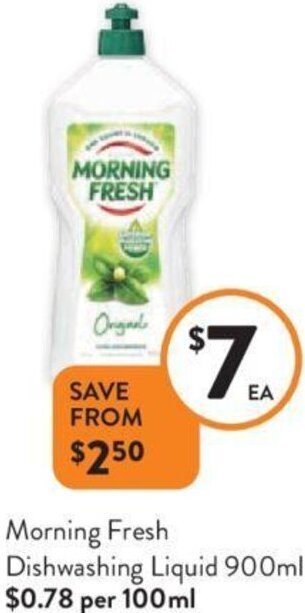 Foodworks Morning Fresh Dishwashing Liquid 900ml offer