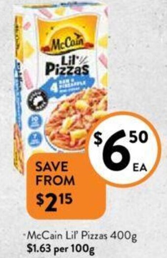 Foodworks McCain Lil' Pizzas 400g offer