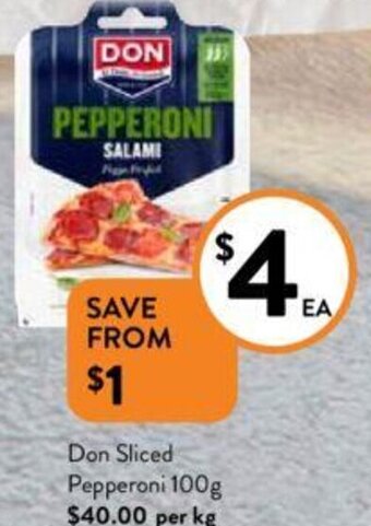 Foodworks Don Sliced Pepperoni 100g offer