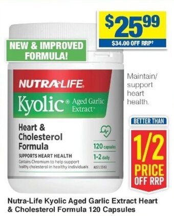 My Chemist Nutra-Life Kyolic Aged Garlic Extract Heart & Cholesterol Formula 120 Capsules offer