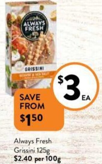 Foodworks Always Fresh Grissini 125g offer