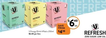 Foodworks V Energy Drink 4 Pack x 250ml offer