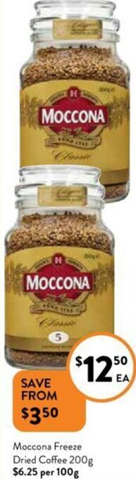 Foodworks Moccona Freeze Dried Coffee 200g offer