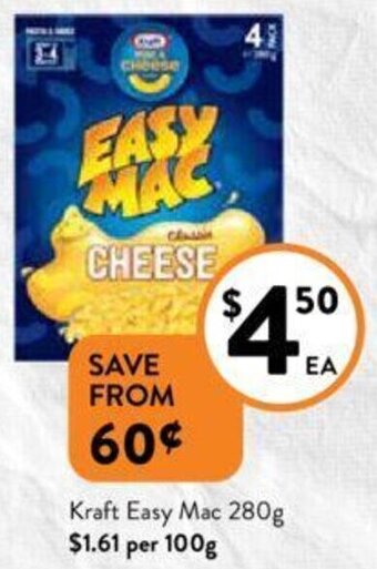Foodworks Kraft Easy Mac 280g offer