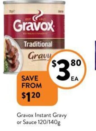 Foodworks Gravox Instant Gravy or Sauce 120/140g offer