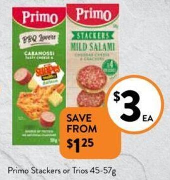 Foodworks Primo Stackers or Trios 45-57g offer