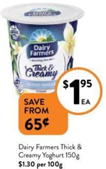 Foodworks Dairy Farmers Thick & Creamy Yoghurt 150g offer