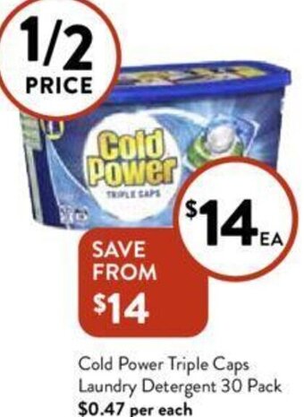 Foodworks Cold Power Triple Caps Laundry Detergent 30 Pack offer