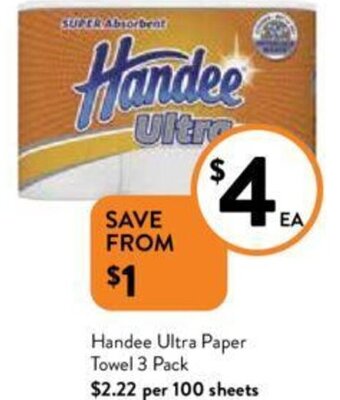 Foodworks Handee Ultra Paper Towel 3 Pack offer