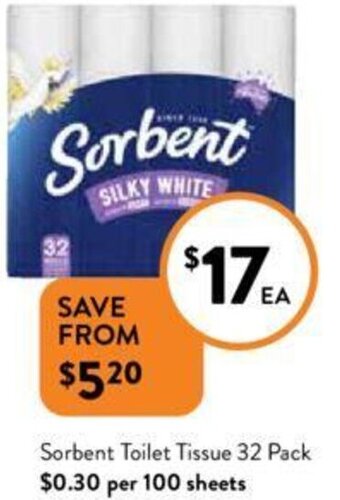 Foodworks Sorbent Toilet Tissue 32 Pack offer