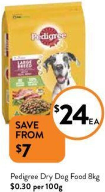 Foodworks Pedigree Dry Dog Food 8kg offer