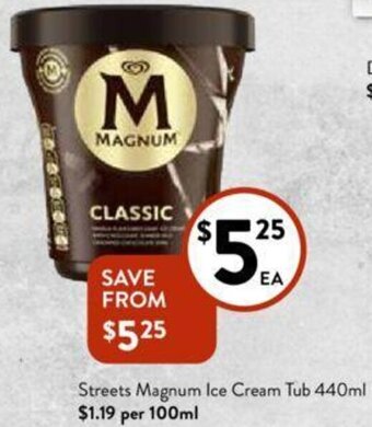 Foodworks Streets Magnum Ice Cream Tub 440ml offer