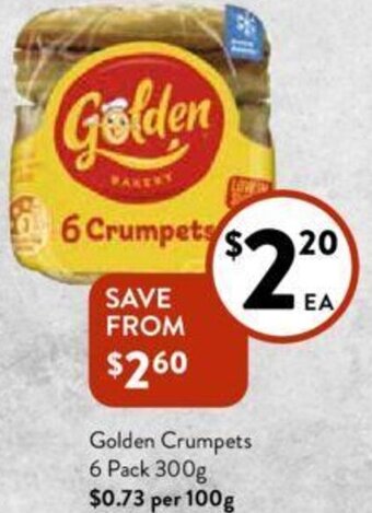 Foodworks Golden Crumpets 6 Pack 300g offer