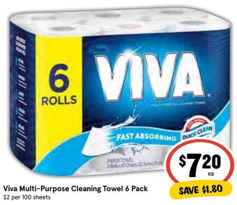 IGA Viva Multi-Purpose Cleaning Towel 6 Pack offer