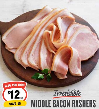 IGA MIDDLE BACON RASHERS offer