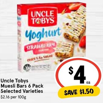IGA Uncle Tobys Muesli Bars 6 Pack offer