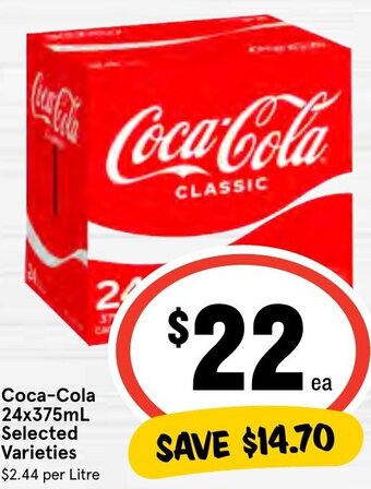 IGA Coca-Cola 24x375mL Selected Varieties offer