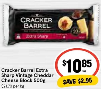 IGA Cracker Barrel Extra Sharp Vintage Cheddar Cheese Block 500g offer