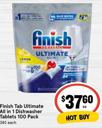 IGA Finish Tab Ultimate All in 1 Dishwasher Tablets 100 Pack offer