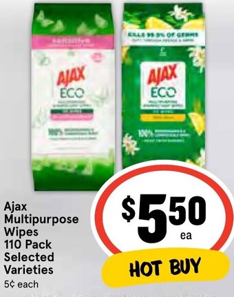 IGA Ajax Multipurpose Wipes 110 Pack Selected Varieties offer