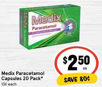 Medix Paracetamol Capsules 20 Pack