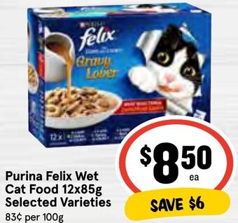 IGA Purina Felix Wet Cat Food 12x85g Selected Varieties offer