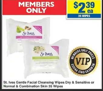 My Chemist St. Ives Gentle Facial Cleansing Wipes Dry & Sensitive or Normal & Combination Skin 35 Wipes offer