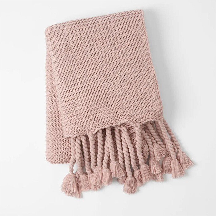 Chunky throw blush stack offer at Bed Bath N' Table