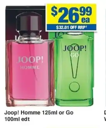 My Chemist Joop! Homme 125ml or Go 100ml edt offer