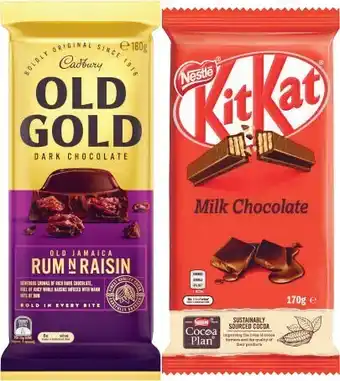 Coles Cadbury Old Gold Block Chocolate 180g, Toblerone 200g, Nestlé Block Chocolate 118g-200g or Mars Maltesers Block Chocolate 146 offer