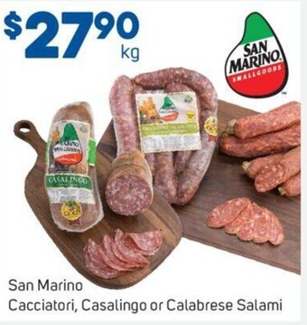 Foodland San Marino Cacciatori, Casalingo or Calabrese Salami offer