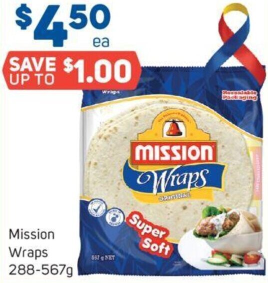 Mission Wraps 288567g offer at Foodland