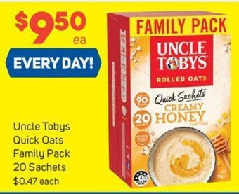 Foodland Uncle Tobys Quick Oats Family Pack 20 Sachets offer