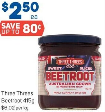 Foodland Three Threes Beetroot 415g offer