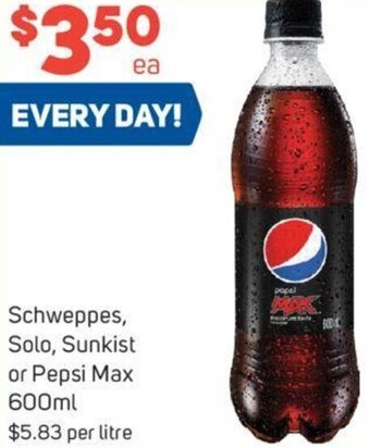 Foodland Schweppes, Solo, Sunkist or Pepsi Max 600ml offer