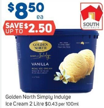 Foodland Golden North Simply Indulge Ice Cream 2 Litre offer
