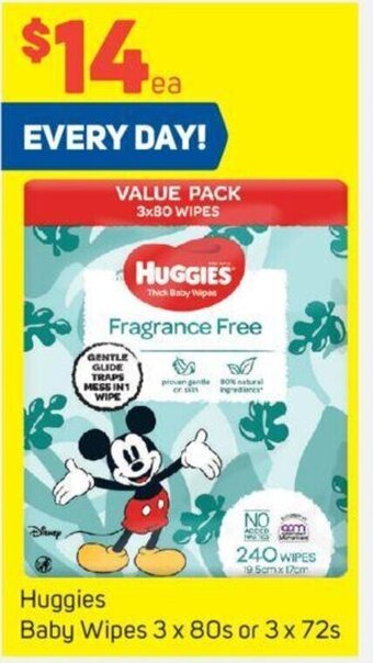 Foodland Huggies Baby Wipes 3 x 80s or 3 x 72s offer