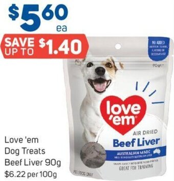 Foodland Love 'em Dog Treats Beef Liver 90g offer
