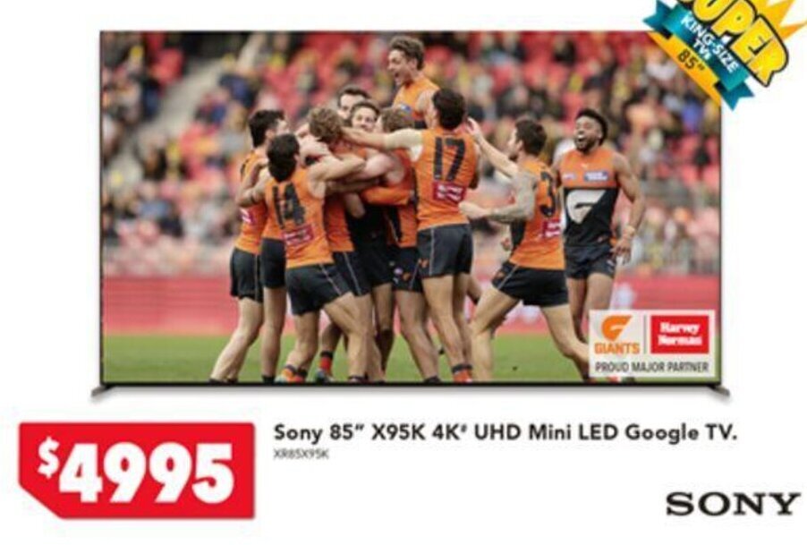 Sony 85" X95K 4K UHD Mini LED Google TV offer at Harvey Norman