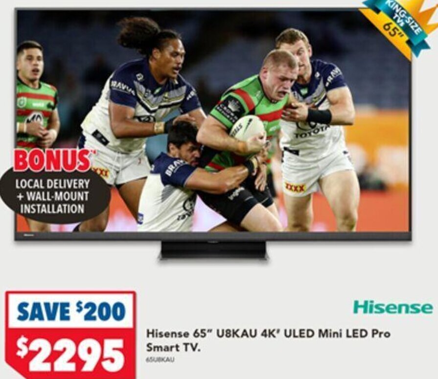 Hisense 65" U8KAU 4K* ULED Mini LED Pro Smart TV offer at Harvey Norman