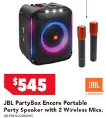 Harvey Norman JBL PartyBox Encore Portable Party Speaker with 2 Wireless Mics offer