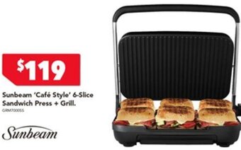 Sunbeam 'Café Style' 6-Slice Sandwich Press + Grill.