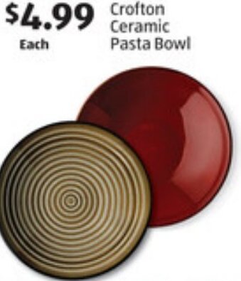 ALDI Crofton Ceramic Pasta Bowl offer