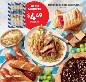 ALDI Bavarian or Beer Bratwurst 12.34 oz. offer