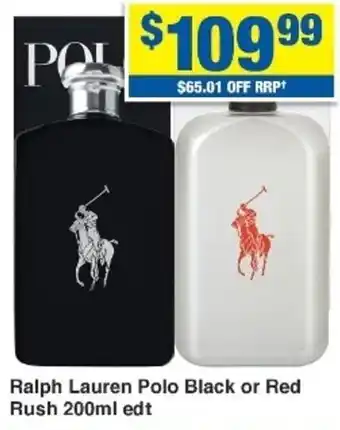 My Chemist Ralph Lauren Polo Black or Red Rush 200ml edt offer